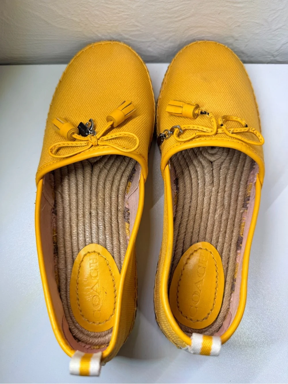 Coach Yellow Canvas Espadrille Flats